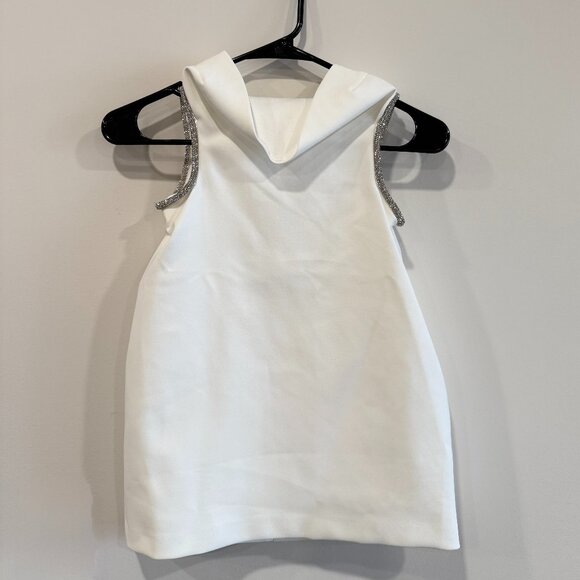 NWT Zara Cut Out Rhinestone Mini Dress White Size XS - Picture 3 of 8